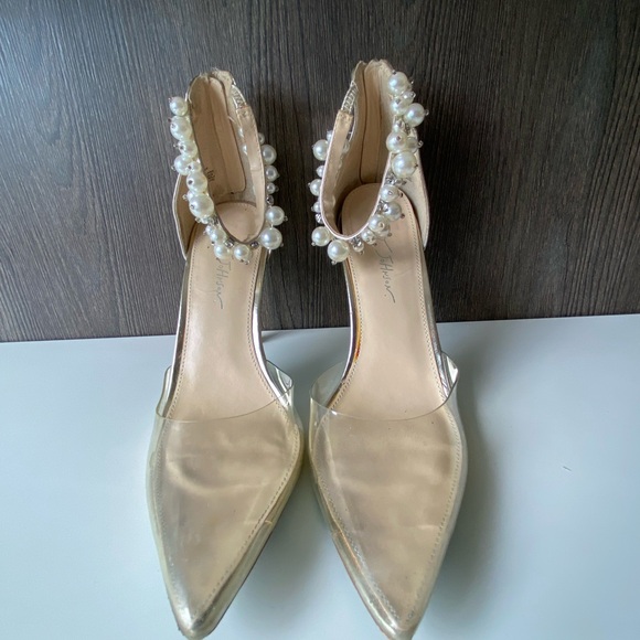 Betsy Johnson Jace Gold and Clear Women's Heels Sz 10 - Picture 2 of 8